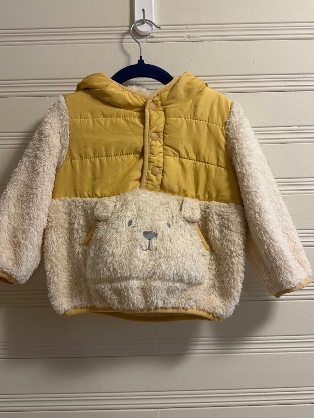 Dave & Bella Teddy Bear Sherpa Pullover Jacket Toddler 3Y Yellow Cream